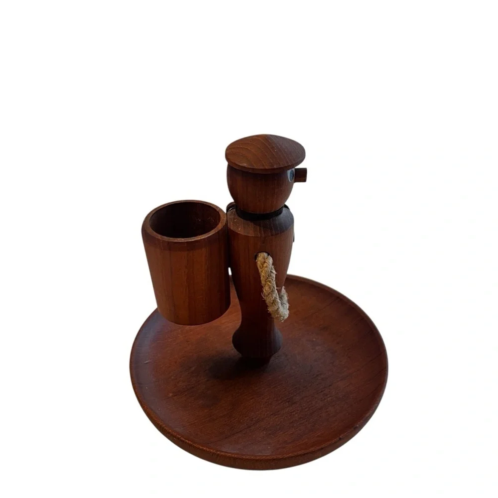 Hans Bolling MCM Figural Teak Toothpick Tidbit Tray